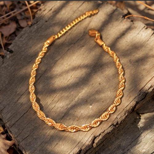 Gold twisted stainless steel bracelet new