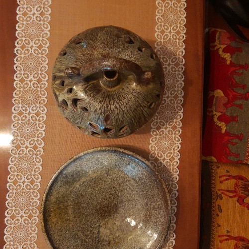 Handmade apple-shaped lantern with plate like new, 2000
