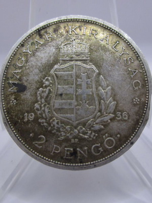 Hungary silver 2 pengo 1936 used