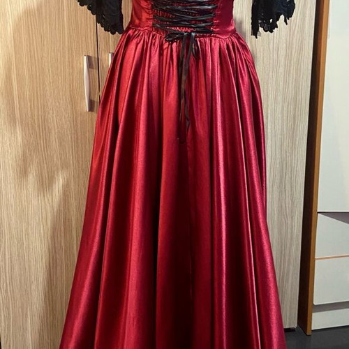 Punkrave Gothic Victorian ruby satin dress