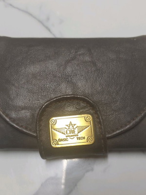 Aeronautica Military wallet used, brown leather pilot style