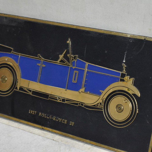 Metal decorative plate Rolls-Royce 20 (1927) used, vintage collectible