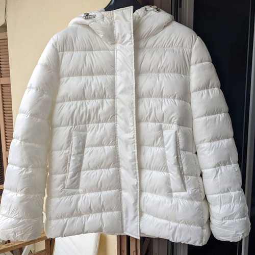 Benetton women's puffer jacket used, white, size IT 50