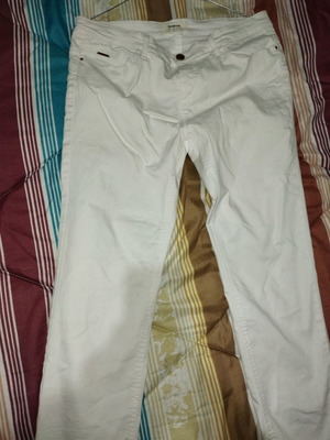 Long white pants like new, size 42 with elasticity