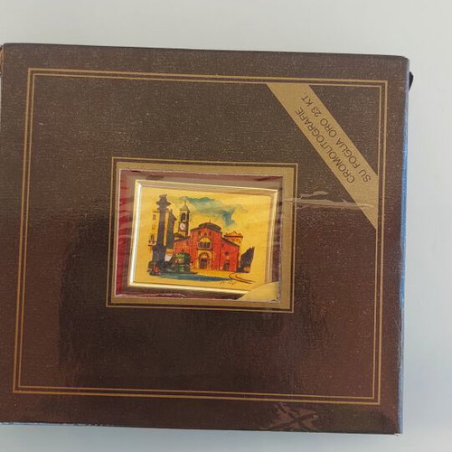 Italian Miniature Painting on 23K Gold Leaf with Wooden Frame