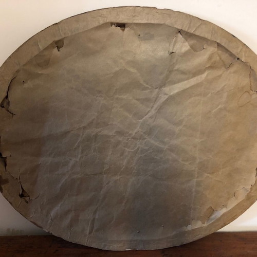 Artwork used, old seascape night painting in oval wooden frame