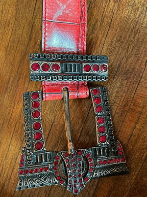 Belt Italian vintage with Swarovski crystals and genuine leather