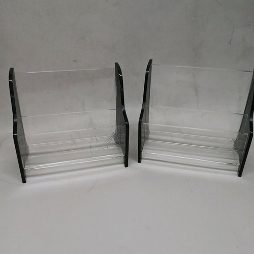 Plexiglass office card holder 2-slot set of 2 pieces new