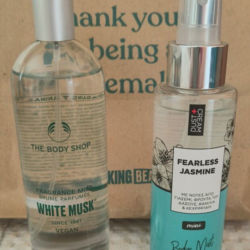 The Body Shop White Musk and Dust and Cream Jasmine Body Mists new