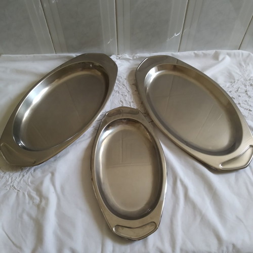 AMC stainless steel serving platters set of 3 oval