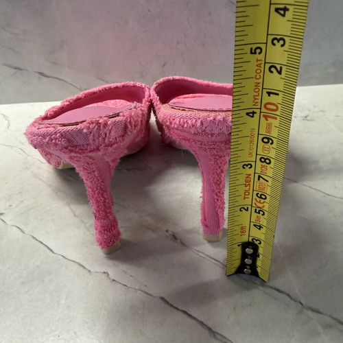 Barbie Pink Terry Towelling Square-Toe Heeled Mules Size 38 New