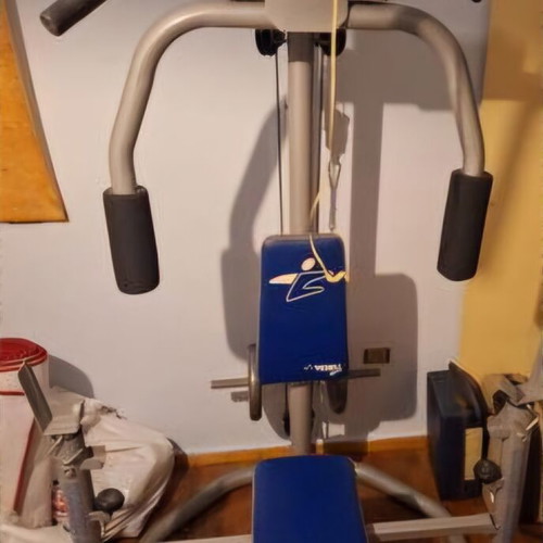 Fitness multi-gym like new with 2 discs 10kg and 2 discs 5kg