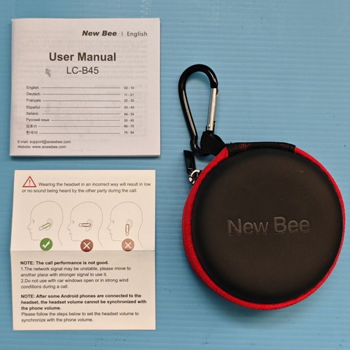 New Bee Bluetooth Handsfree Headset V5.0 with Dual Microphone, New