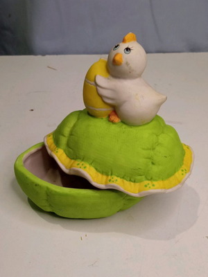 Egg set with chicken and rabbit new, made of faience