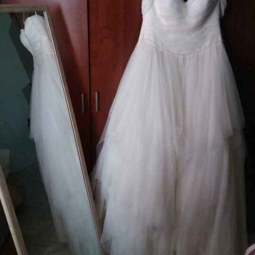 Wedding dress new, princess style, white and beige, size L