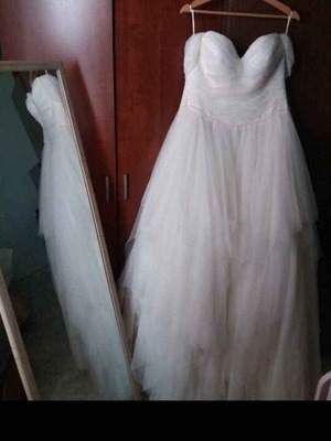 Wedding dress new, princess style, white and beige, size L