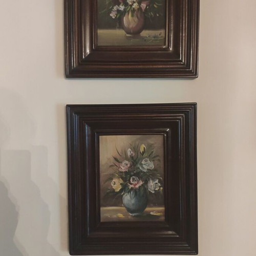 Set of 4 paintings like new with wooden saba frames in neoclassical style