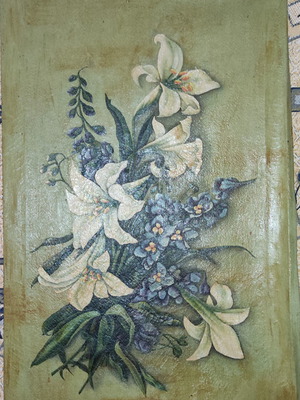 Painting on canvas used, old, dimensions 0.61x0.35