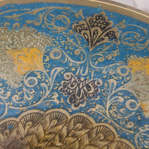 Bronze handmade decorative bowl used from India with peacock design