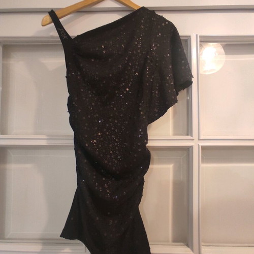 Sequin dress like new, black, asymmetric shoulder