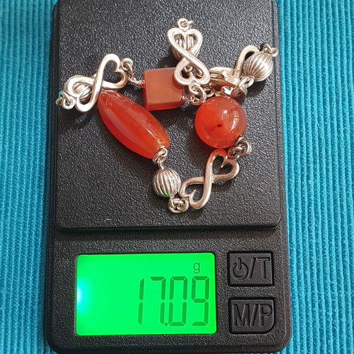 Silver 925 bracelet with carnelian stones used
