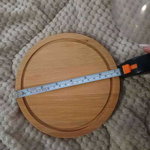 Wooden small serving dish new with bamboo base and plastic lid