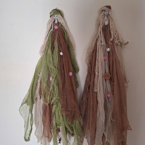 Set of 2 Handmade Decorative Wall Dolls Muses new