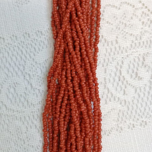Multistrand necklace vintage '80, new, red and silver beads