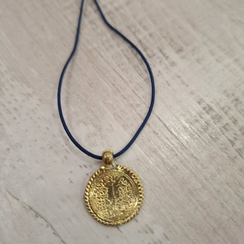 Women's necklace with Konstantinato pendant used, blue and gold