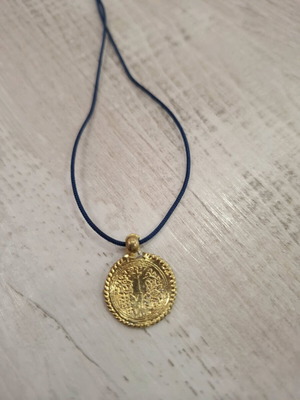 Women's necklace with Konstantinato pendant used, blue and gold