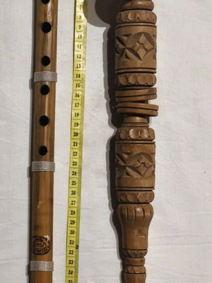 Set of 2 wooden items flute and pipe like new