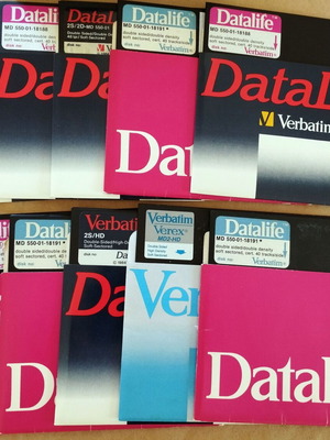 Verbatim 5.25" Minidisks used, vintage collection of 10 Datalife disks