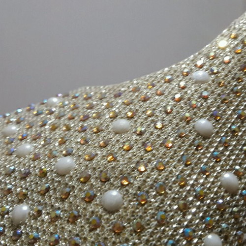 Bridal pumps used, beige, sparkling, size 39