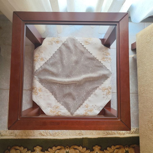 Coffee table used with missing glass top and minor scratches