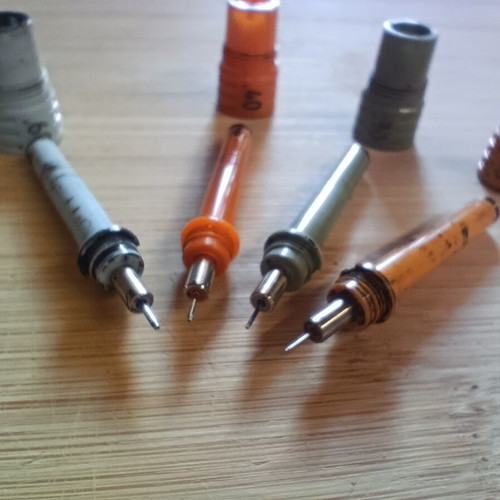 Rapidograph set 0.6 0.4 0.3 0.2 used, with case