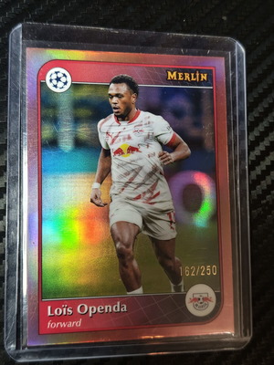2024-25 Topps Merlin Heritage UEFA Club Competitions Loïs Openda Purple Refractor #80 /250