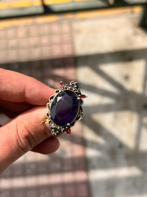 Silver-gold ring 9k/925 used, size 18/58 with stone marks
