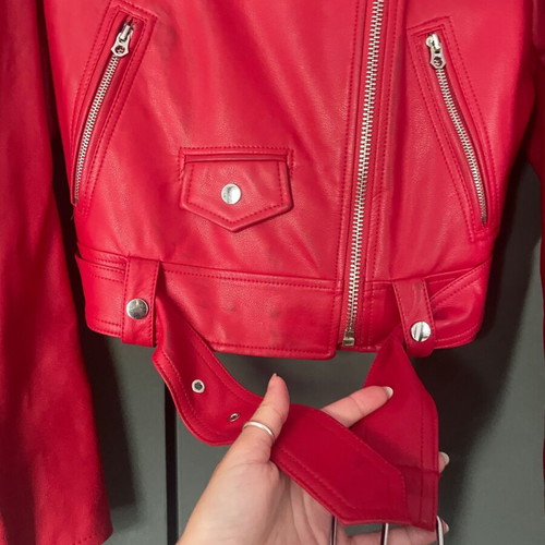 Bershka leather jacket used, red, size M