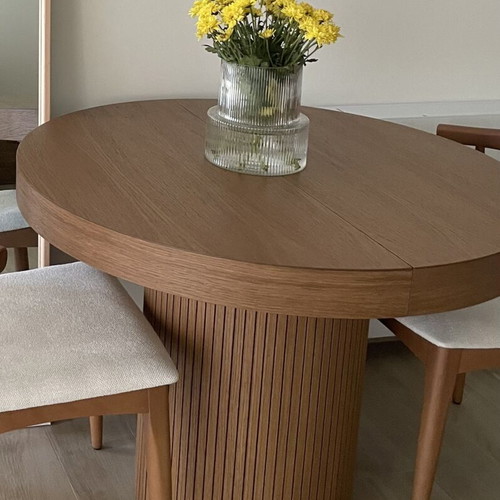 Greek-made extendable dining table, 1m diameter