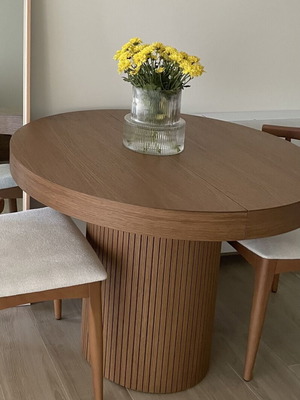 Greek-made extendable dining table, 1m diameter