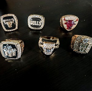 Michael Jordan Chicago bulls championship rings δαχτυλίδια πρωταθλητών σετ