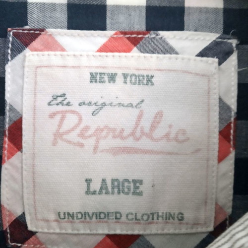 Republic men's checked shirt used, long sleeve, 100% cotton