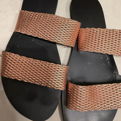 Glamazons leather sandals, black and gold, size 37