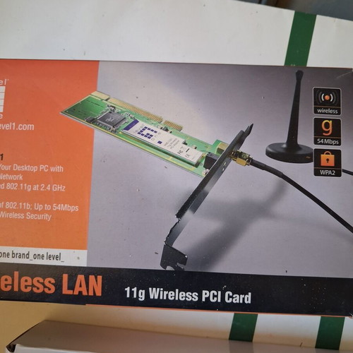 LevelOne WNC-0301 Wireless PCI Card 802.11g new, full set