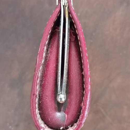 Vintage oxblood red real leather change purse