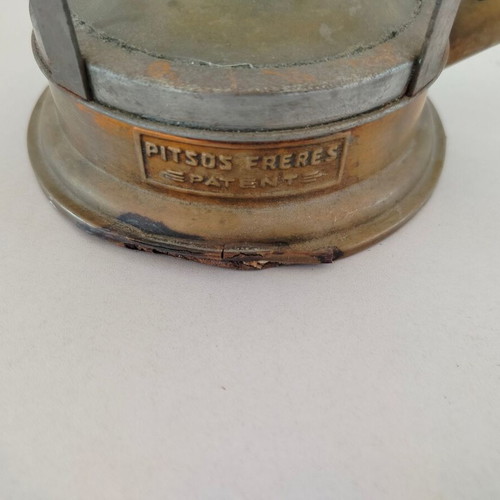 Pitsos Freres brass gas stove used with wooden handle