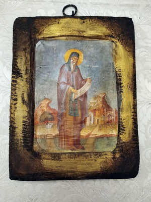 Handmade aged icon of Saint Gerasimos new