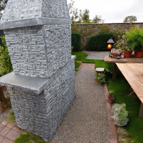 Emily Concrete Garden Barbecue Gray and White, New
