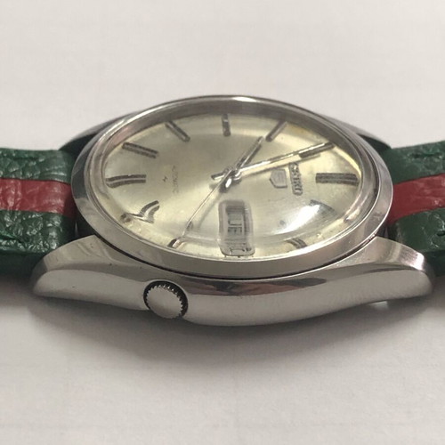 Seiko 5 wristwatch used, automatic vintage, gray silver
