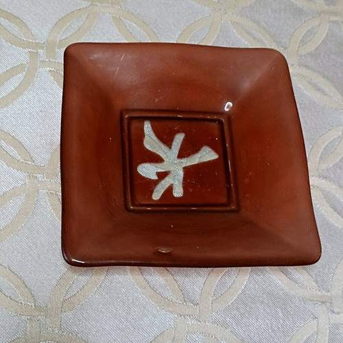 Decorative glass plate burgundy new